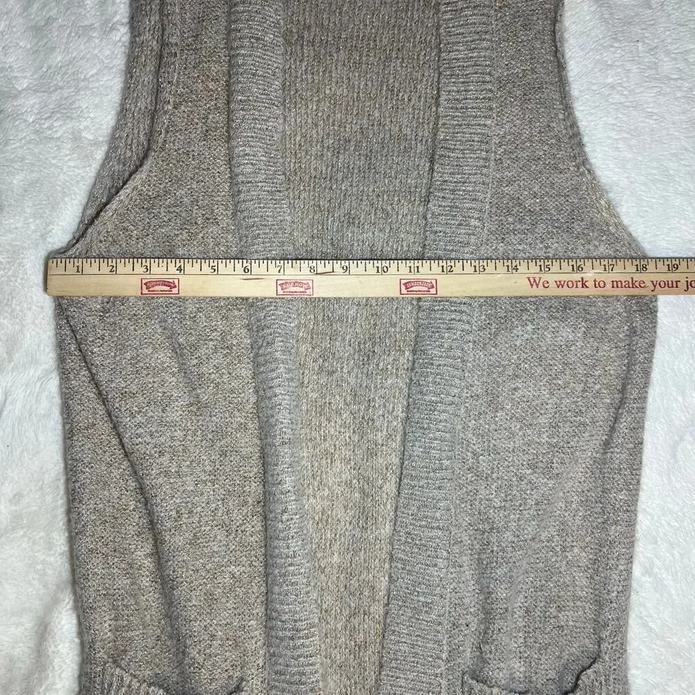 H&M Cream Long Sleeveless Knit Cardigan Layering Duster Vest Size Medium